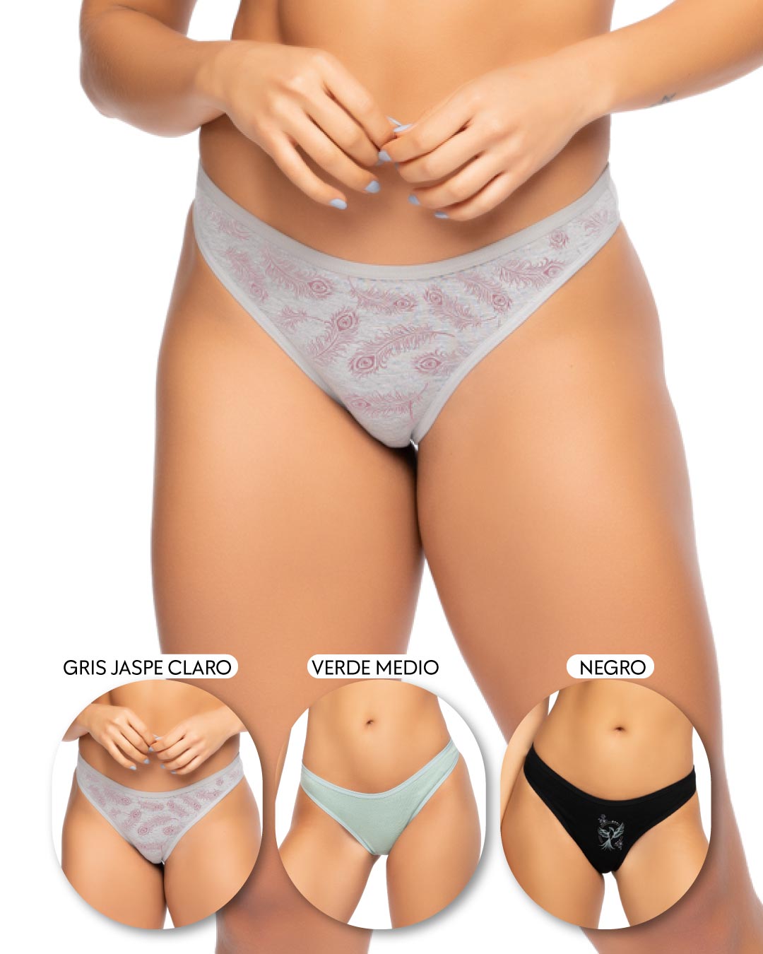 Tanga hilo paquete x3 para mujer en algodón REYMON