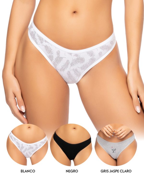 Tanga brasilera PAQUETE x3 en algodón Ref. 9203