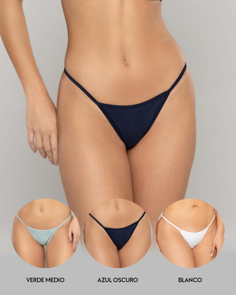 Tanga hilo PAQUETE x3 en algodón Ref. 9003