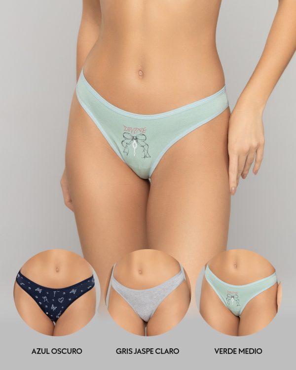 Tanga brasilera PAQUETE x3 en algodón Ref. 9203