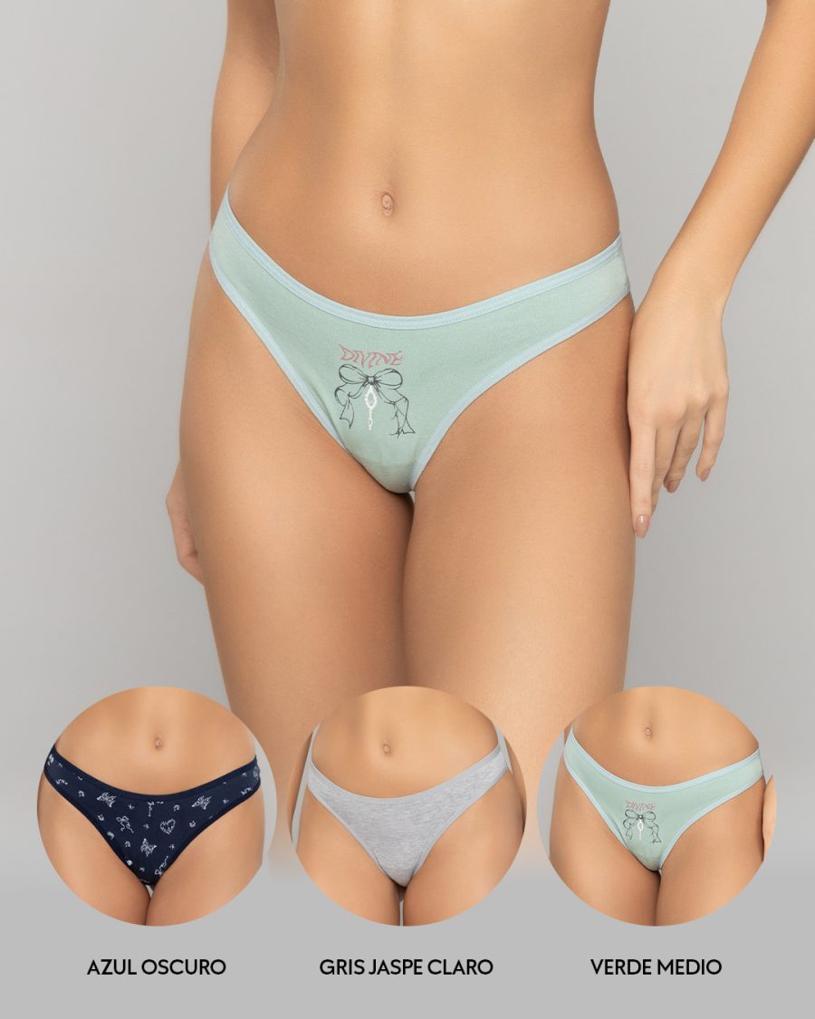 Tanga brasilera PAQUETE x3 en algodón Ref. 9203